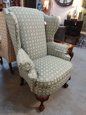 Thomasville Queen Anne Wingback Arm Chair Green Denver Furniture Store