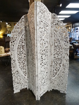 White Carved Wood Screen Divider Denver Furniture Store
