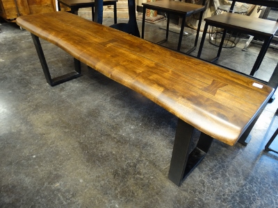 Live Edge Walnut Bench with Iron Base Denver Furniture Store