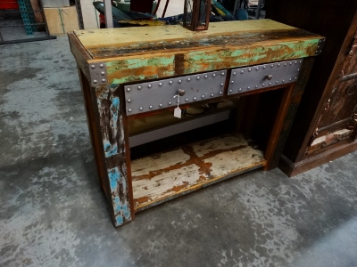 Reclaimed Wood 2 Metal Drawer Console Table Denver Furniture Store