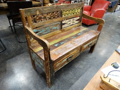 Reclaimed Parts Bench with 2 Drawers Denver Furniture Store
