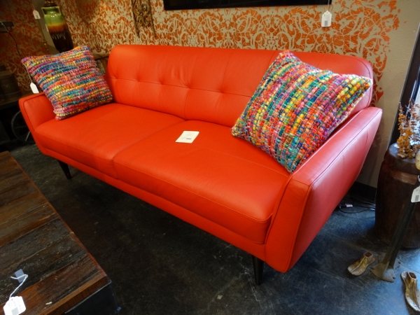 This Bright Red Leather Sofa Features, Modern Red Leather Sofa