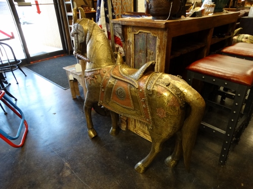 Large Metal Embossed Horse Statue Denver Furniture Store