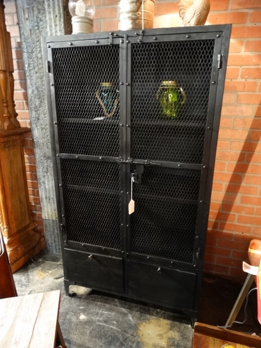 Black Metal Mesh Doors Cabinet Denver Furniture Store
