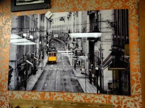 Yellow Cable Car Trolley Wall Art Behind Glass Denver Furniture Store