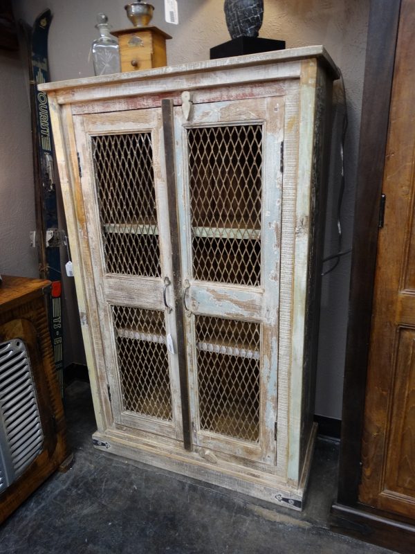Vintage Wire Mesh Door Cabinet Denver Furniture Store