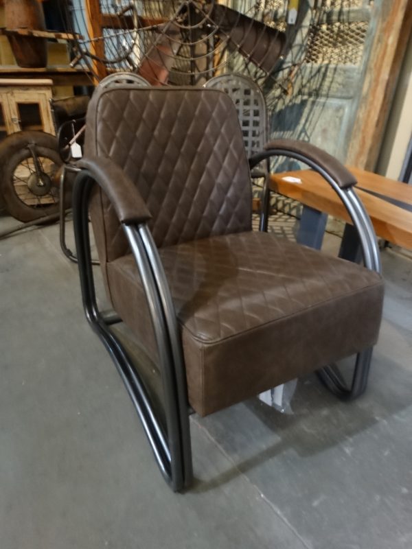 Arm Chair Leather Quilted Arm Chair Brown
