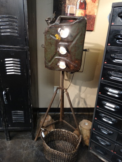 Antique Gas Can Light on Stand