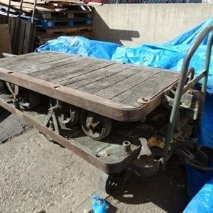 Antique Industrial Wood and Iron Factory Cart