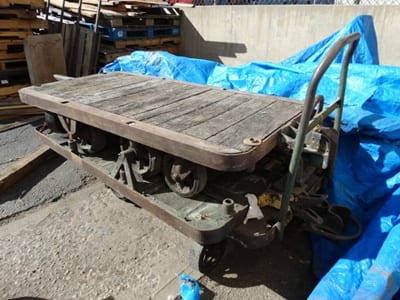 Antique Industrial Wood and Iron Factory Cart