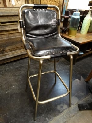 Stool Industrial, Leather And Metal Bar Stools
