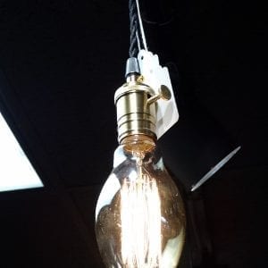 Brass Hanging Fixture with Edison Bulb Denver Furniture Store