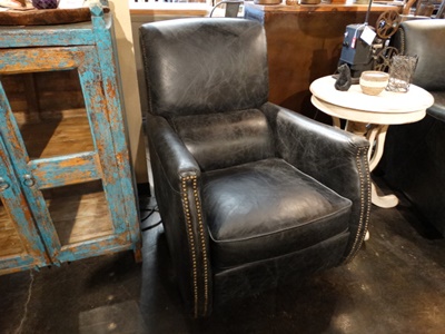 Charcoal Gray Leather Senator Arm Chair