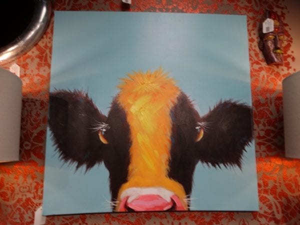 Wall Art Baby Yellow and Black Cow Calf Furniture Stores Denver