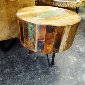 End Table Round Reclaimed Wood Side Table Furniture Stores Denver