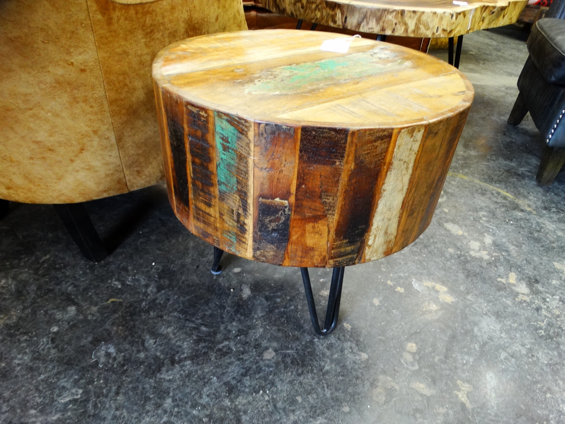 End Table Round Reclaimed Wood Side Table Furniture Stores Denver