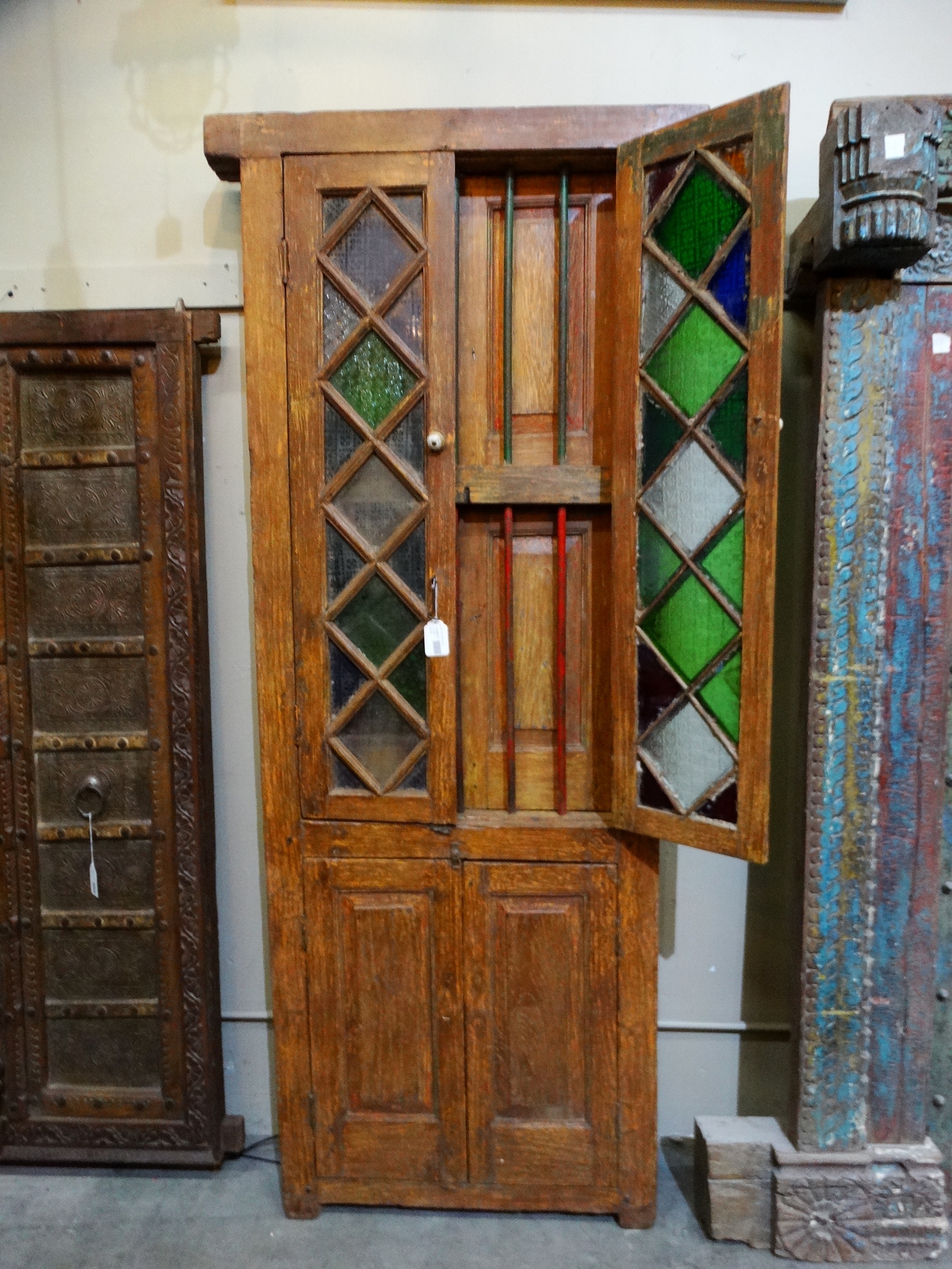 Architectural Salvage Antique Doors with Colored Glass Windows Furniture Stores Denver