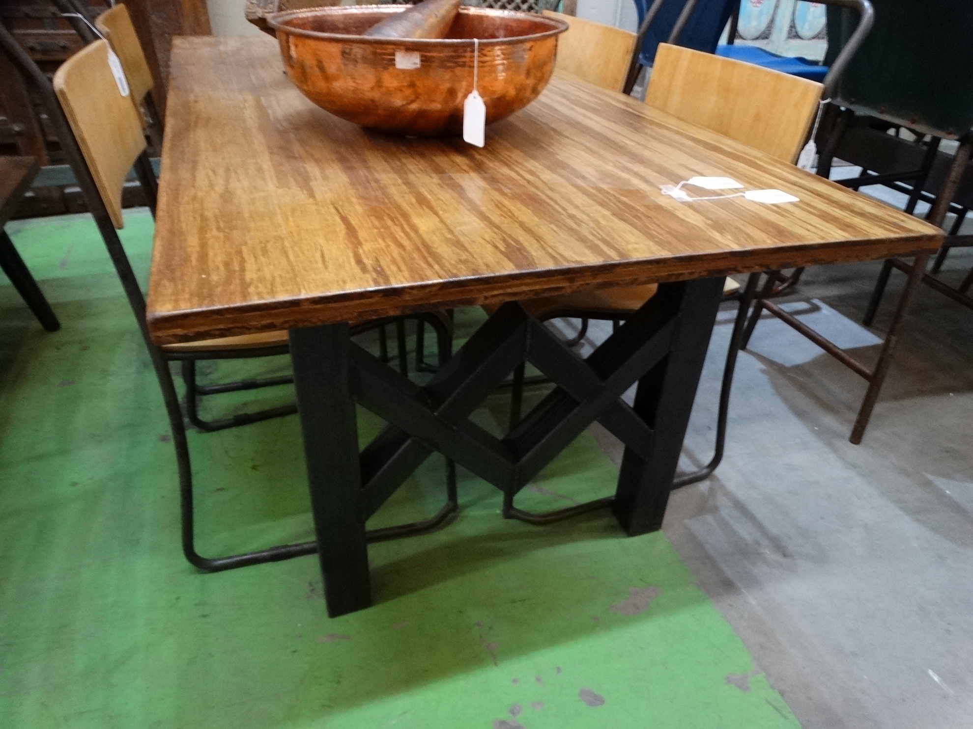 Table Bamboo Table with Iron Base Furniture Stores Denver
