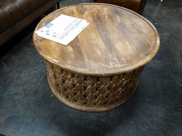 Round Wooden Carved Coffee Table Denver Furniture Store
