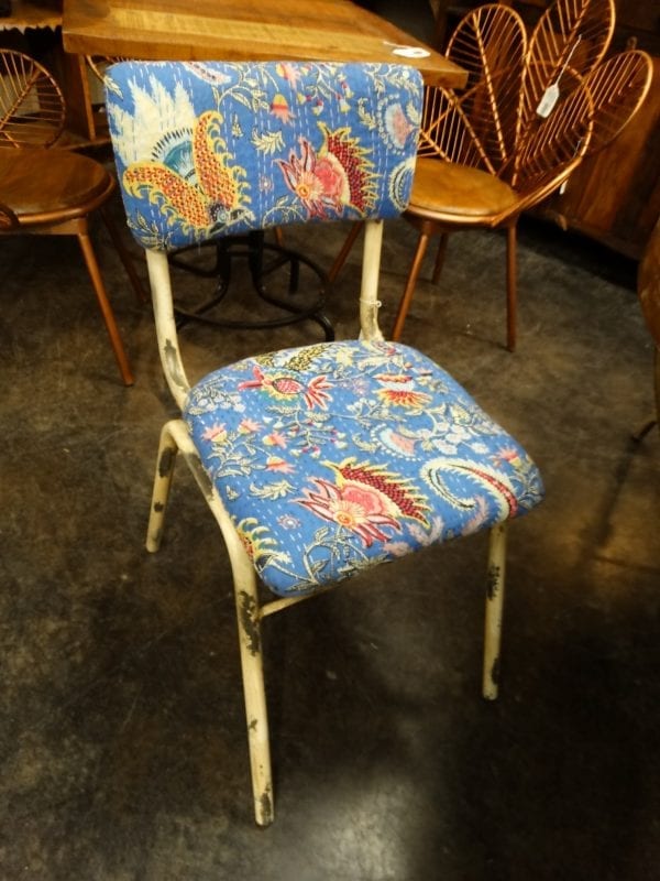 Blue Fabric Metal Chair Denver Furniture Store