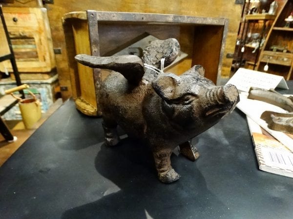 Heavy Iron Flying Pig with Wings Statue Denver Furniture Store