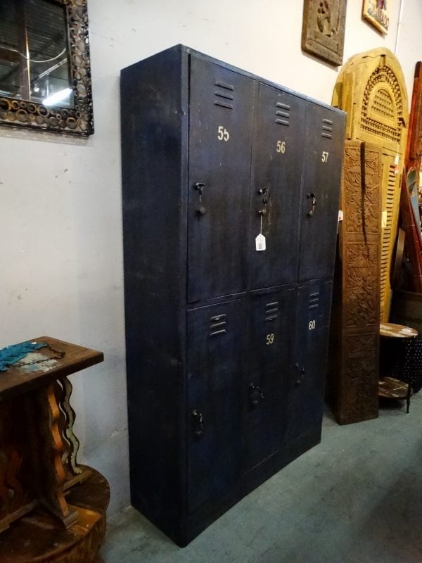 Vintage Dark Blue Metal Lockers Denver Furniture Store