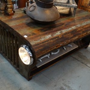 Reclaimed Jeep Coffee Table with Lights Denver Furniture Store
