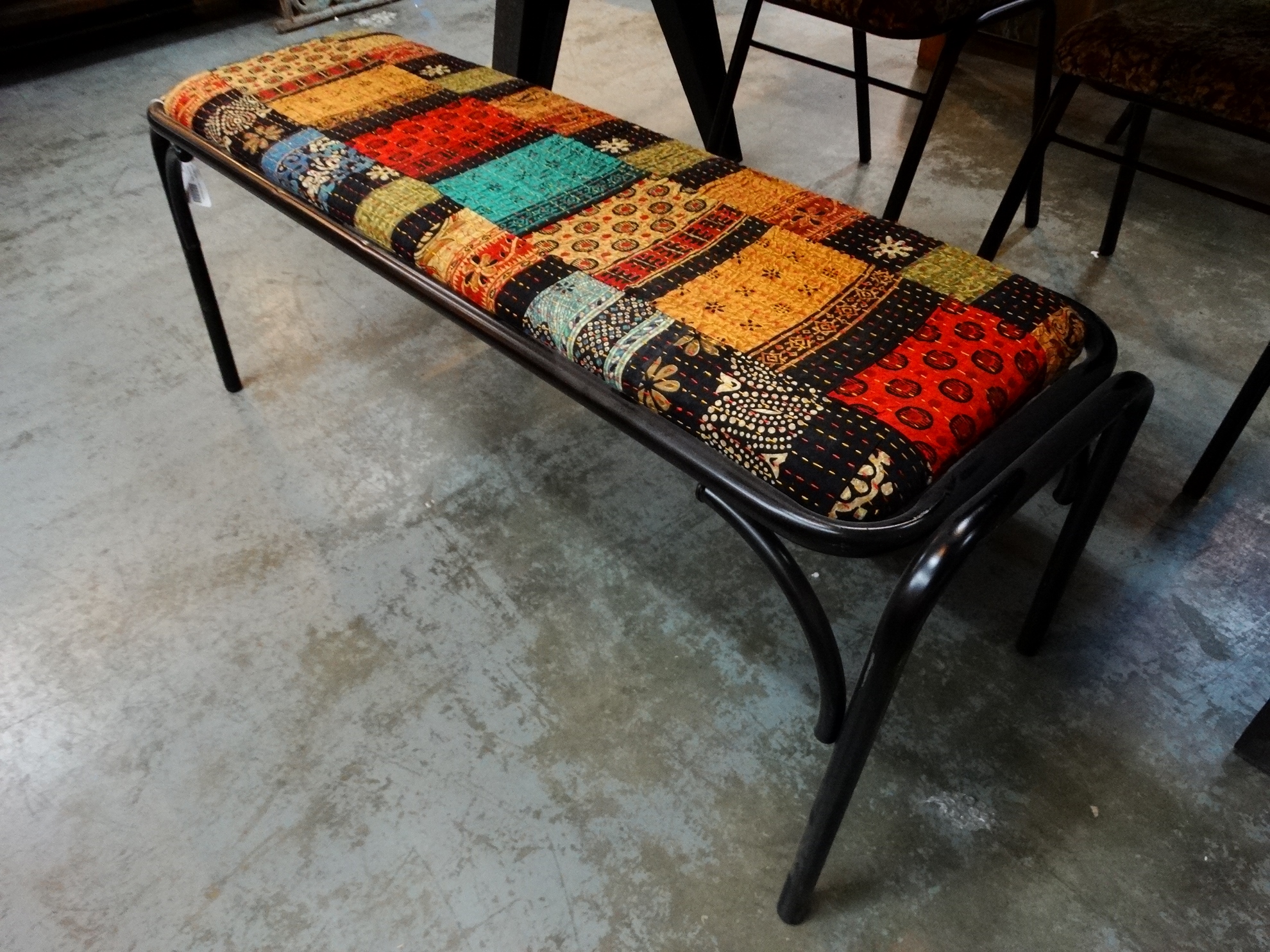 Bench Fabric Quilted Bench with Metal Frame Furniture Stores Denver