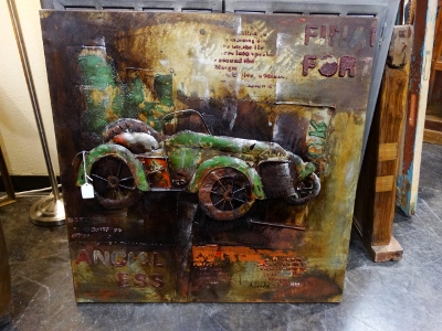 Green Classic Car 3D Metal Canvas Denver Furniture Store