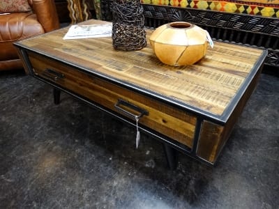 Industrial Coffee Table with large storage drawer