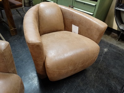 Natural Leather Rocket Arm Swivel Chair