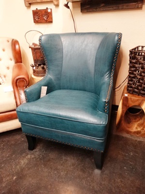 Peacock Blue Grant Leather Chair
