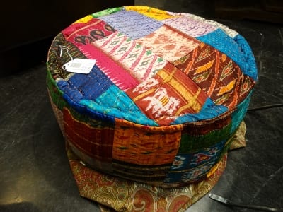 Quilted Colorful Round Puff Ottoman