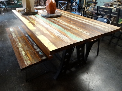 Reclaimed Wood Dining Table and Bench