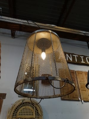 Reclaimed Iron Mesh Basket Hanging Light Denver Furniture Store