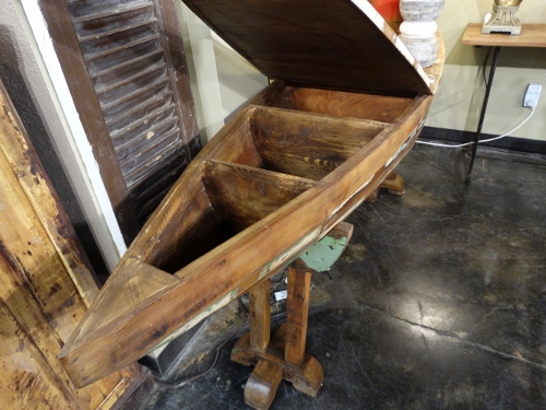 Reclaimed Wood Boat Console Table with Storage