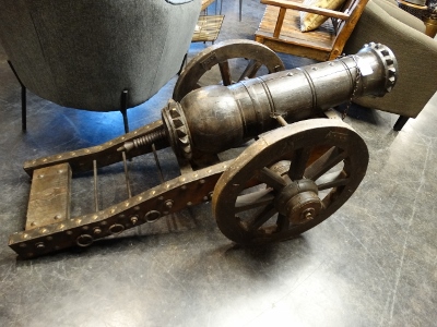 Wooden Cannon with Metal Accents