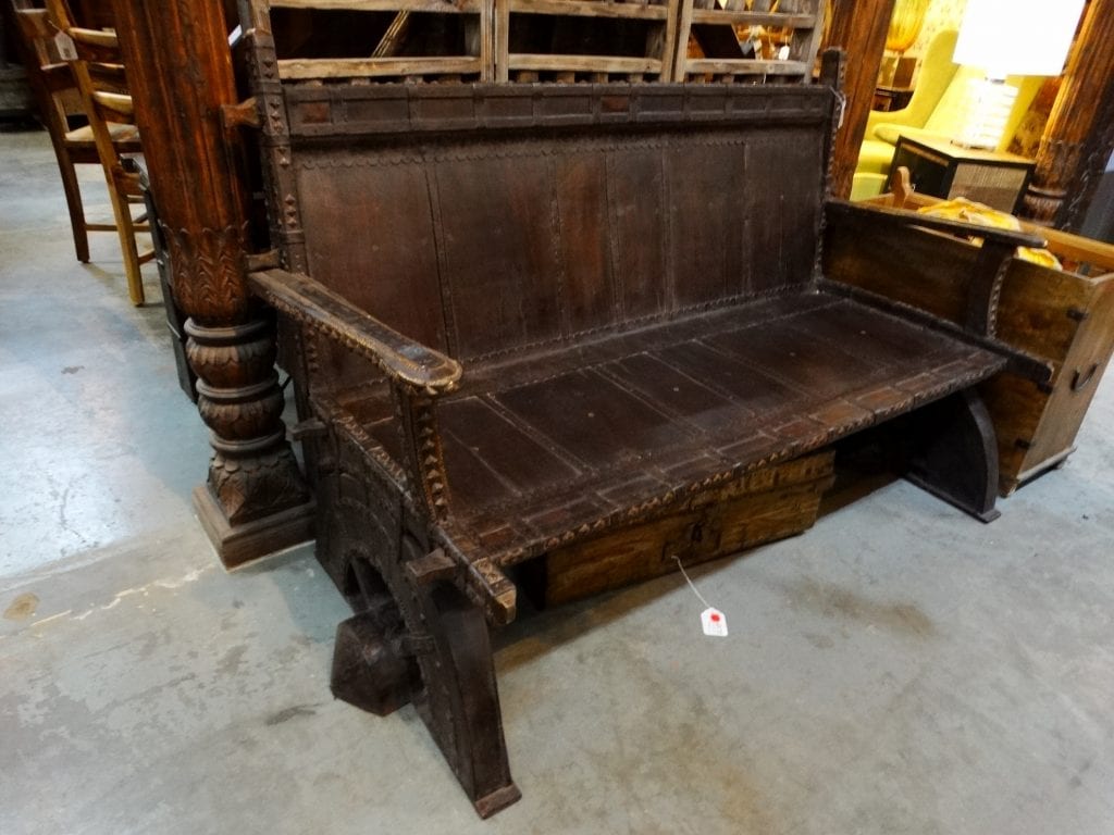Bench Dark Wood Bench with Metal Accents Furniture Stores Denver