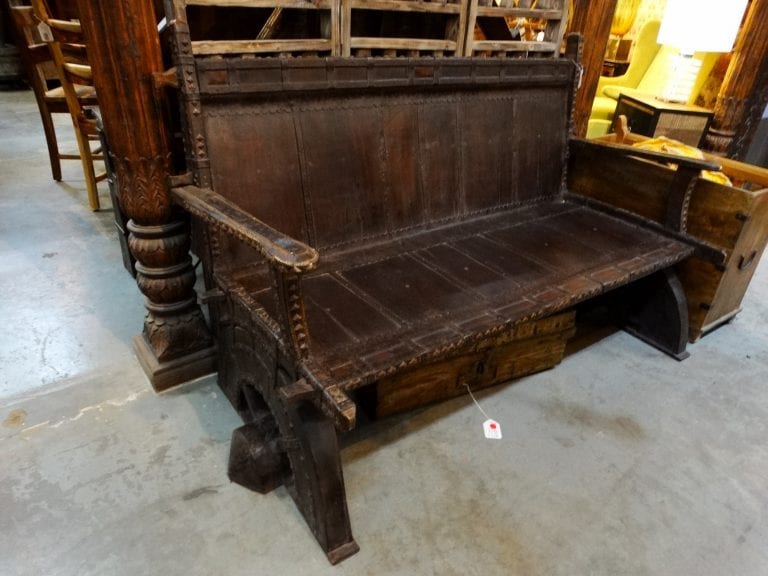 Bench Dark Wood Bench with Metal Accents Furniture Stores Denver