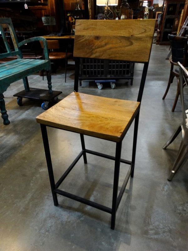 Barstool Wood Stool with Metal Frame and Back Furniture Stores Denver