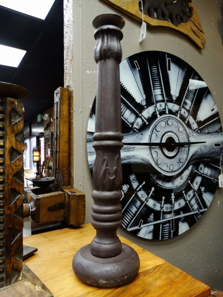 Candleholder Brown Carved Candlestick Large Furniture Stores Denver