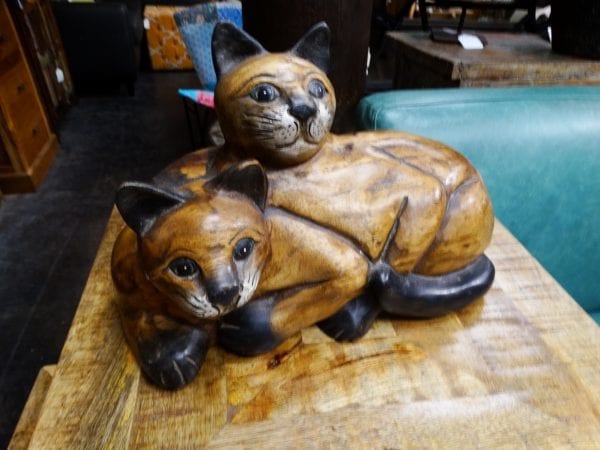 Statue Lounging Cats Wood Statue Furniture Stores Denver