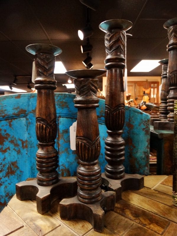 Candleholder Carved Wooden Candle Stick Furniture Stores Denver