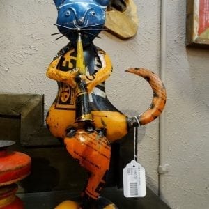 Statue Metal Cat Playing a Horn Furniture Stores Denver
