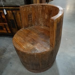 Side Chair All Wood Barrel Chair