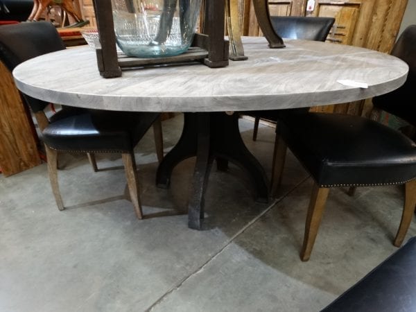 Table Round Dining Table with Iron Pedestal Base