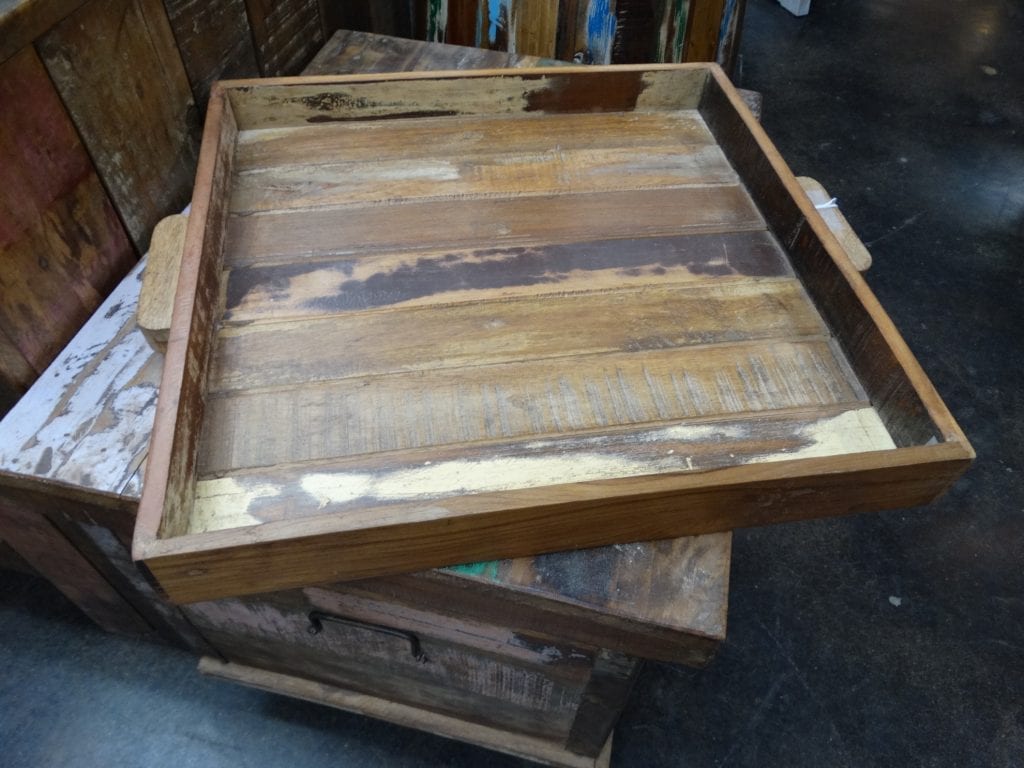 Tray Reclaimed Colorful Wooden Tray with Handles