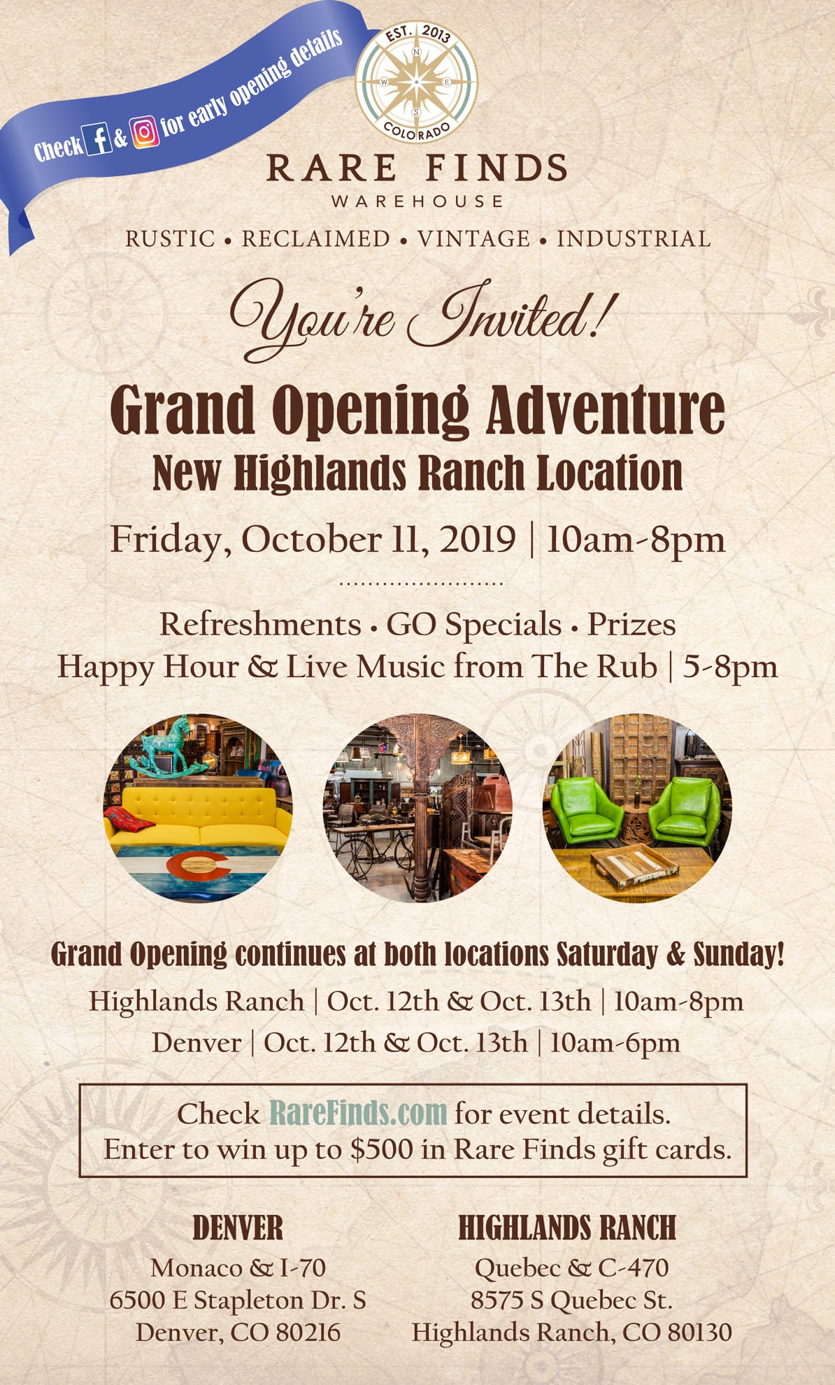 Highlands Ranch Furniture Store is now Open - Join us for our Grand Opening Adventure on October 11, 2019