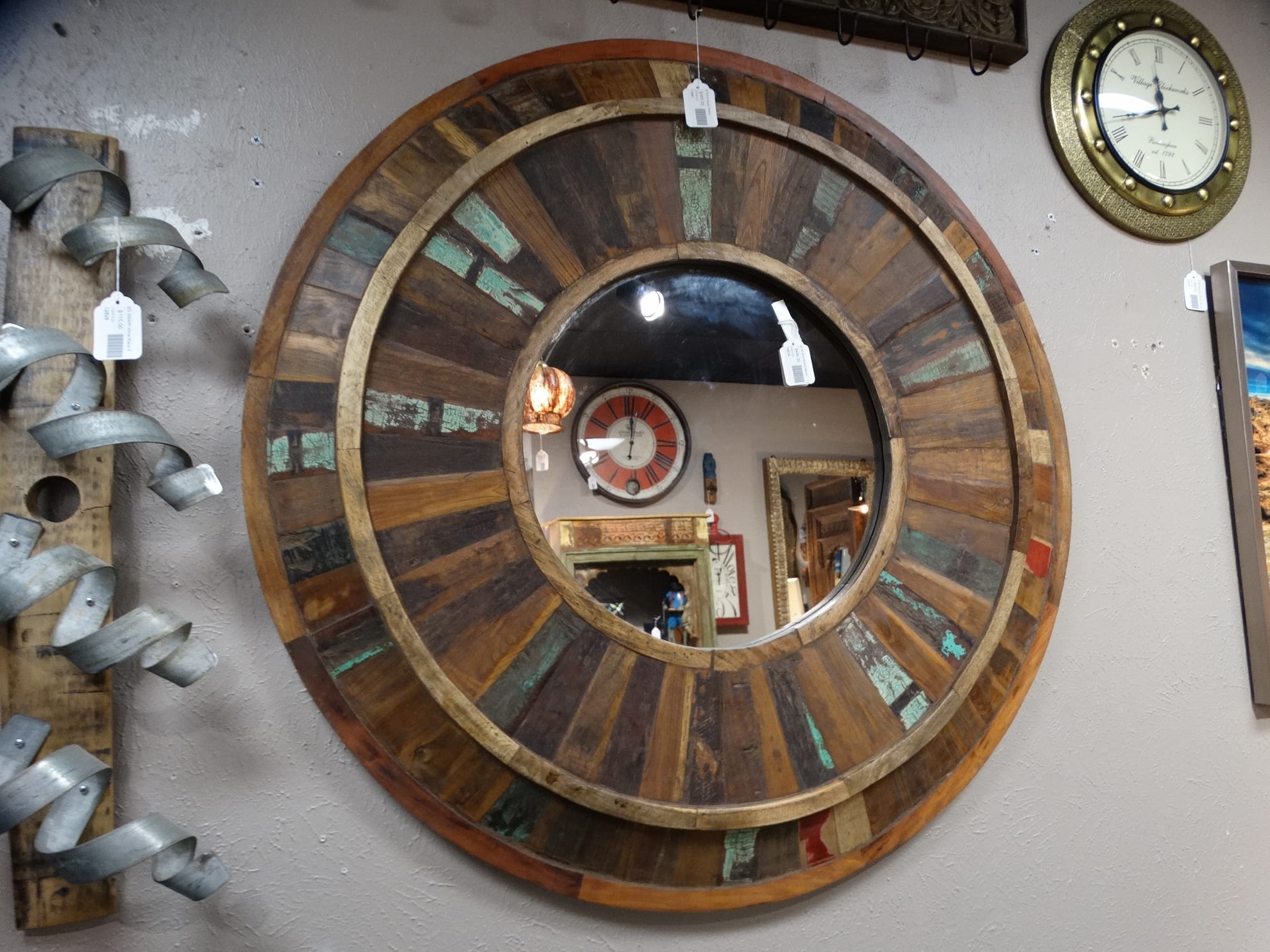Mirror Round Reclaimed Wood Mirror