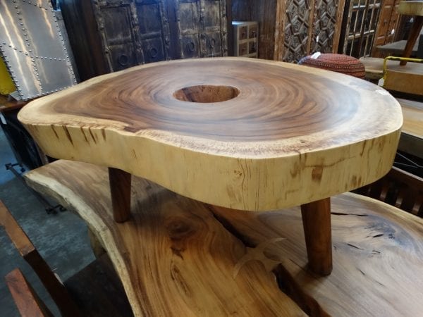 Live Edge Coffee Table Monkeywood Coffee Table with Center Hole